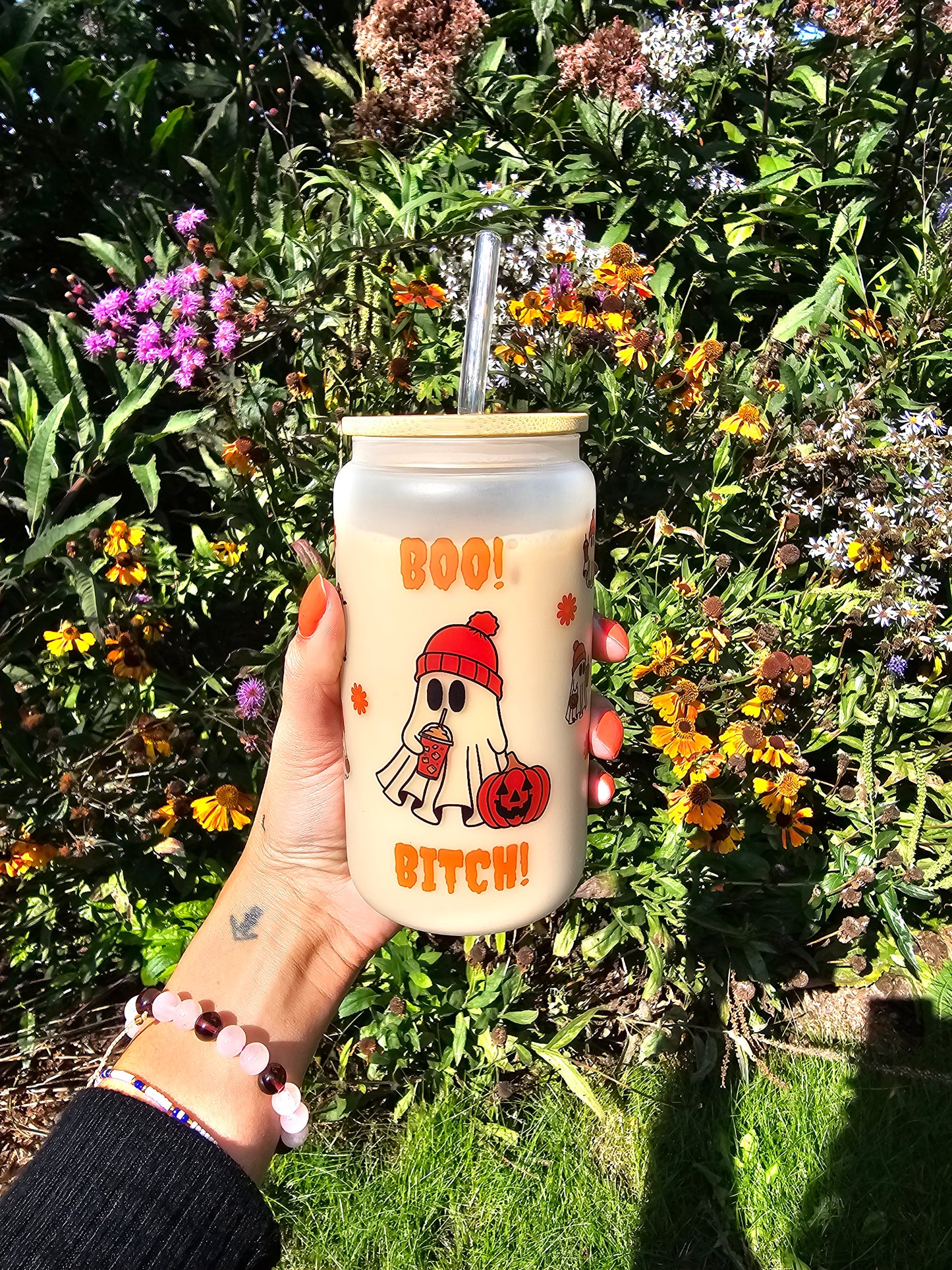 'Boo! Bitch!' Libbey Glass Can