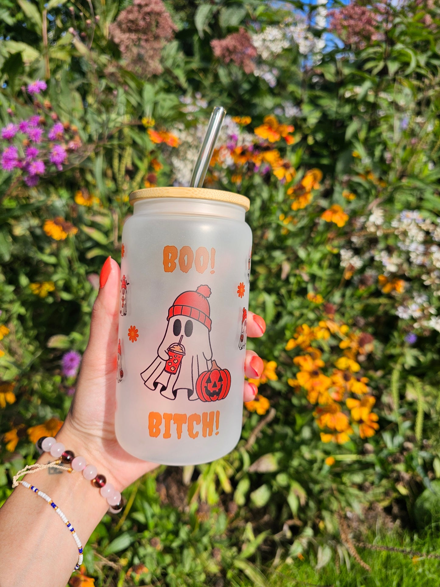 'Boo! Bitch!' Libbey Glass Can