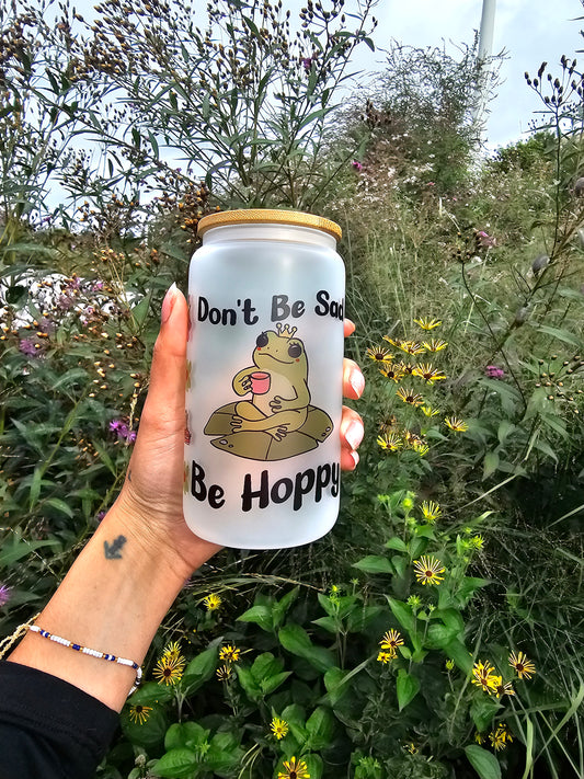 'Don't Be Sad, Be Hoppy' Libbey Glass Can