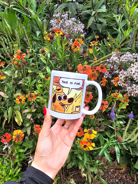 'This Is Fine' Dog Meme Coffee Mug